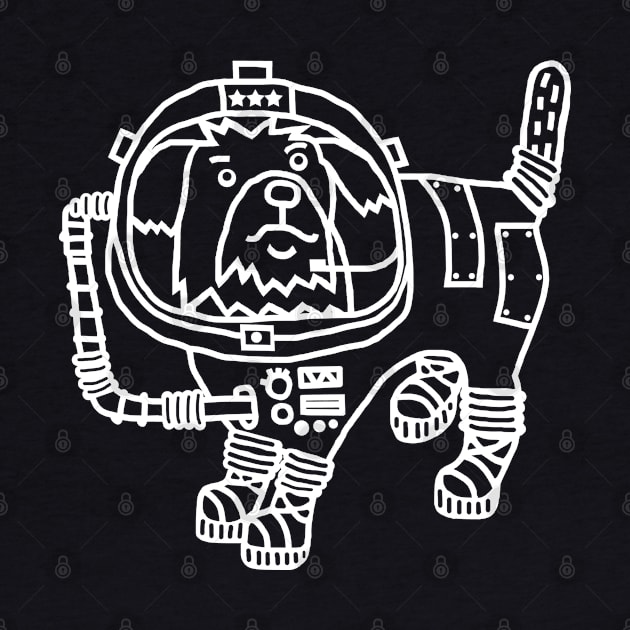 White Line Drawing Space General Astronaut Sci Fi Dog by ellenhenryart